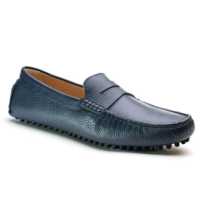Lovskoo 2024 Men's Leather Loafer Shoes Oversized Casual Slip On Soft  Walking Driving Shoes Blue